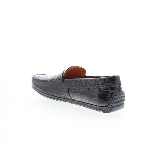 Zelli Italia Monza Crocodile Mens Brown Loafers & Slip Ons Penny Shoes