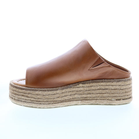 Diba True Ab Igail 33620 Womens Brown Leather Slip On Platform Sandals Shoes