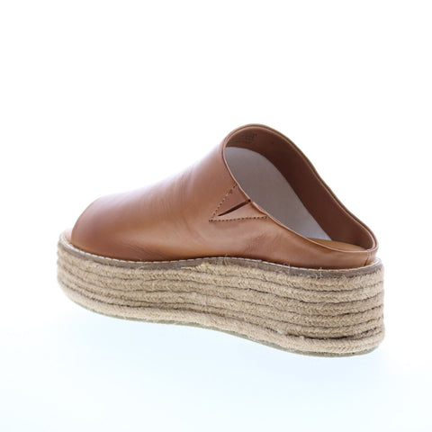 Diba True Ab Igail 33620 Womens Brown Leather Slip On Platform Sandals Shoes
