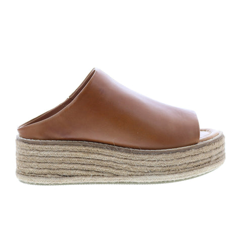 Diba True Ab Igail 33620 Womens Brown Leather Slip On Platform Sandals Shoes