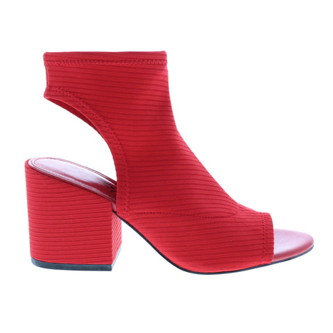 Katy Perry The Johanna Womens Red Canvas Slip On Strap Heels Shoes