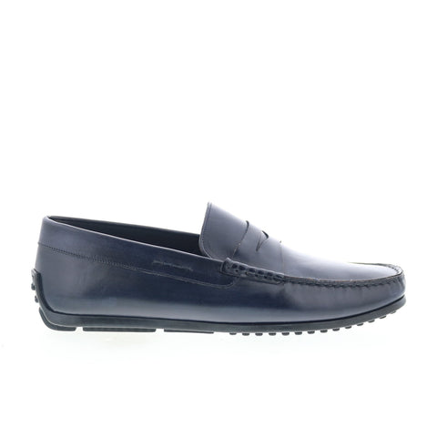 Zelli Italia Monza Calfskin Loafer Mens Blue Leather Loafers Moccasin Shoes
