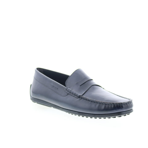 Zelli Italia Monza Calfskin Loafer Mens Blue Leather Loafers Moccasin Shoes