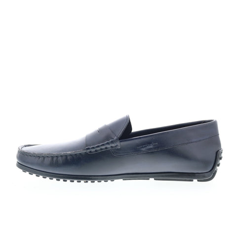 Zelli Italia Monza Calfskin Loafer Mens Blue Leather Loafers Moccasin Shoes