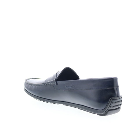 Zelli Italia Monza Calfskin Loafer Mens Blue Leather Loafers Moccasin Shoes