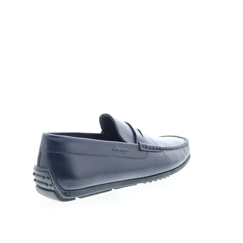 Zelli Italia Monza Calfskin Loafer Mens Blue Leather Loafers Moccasin Shoes