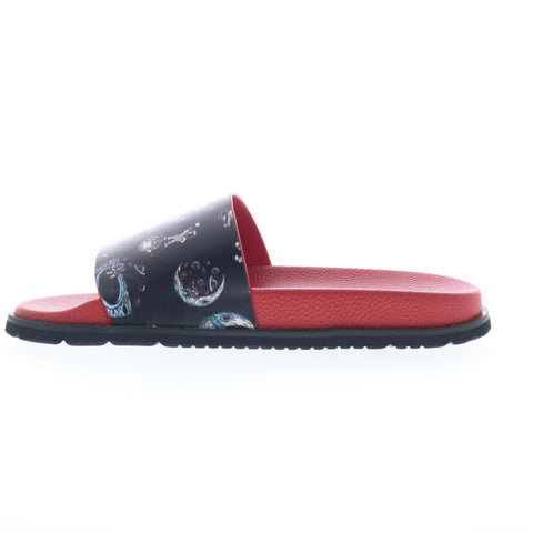 Robert Graham Trash 3537-69 Mens Red Leather Slip On Slides Sandals Shoes