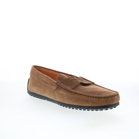 Zelli Italia Monza Sueded Calfskin Mens Brown Loafers Penny Shoes