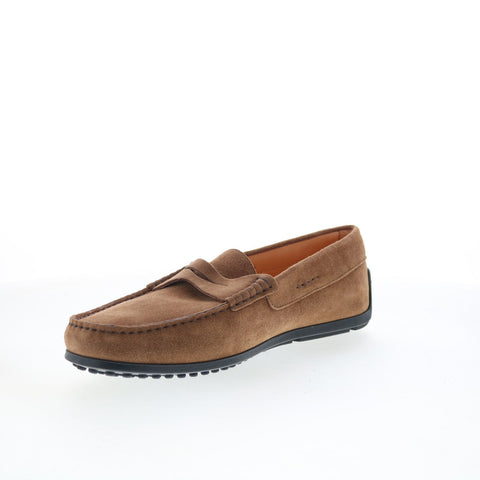 Zelli Italia Monza Sueded Calfskin Mens Brown Loafers Penny Shoes