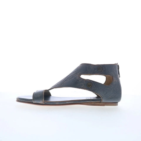 Bed Stu Soto F373012 Womens Gray Leather Zipper Strap Sandals Shoes