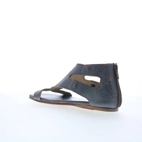 Bed Stu Soto F373012 Womens Gray Leather Zipper Strap Sandals Shoes