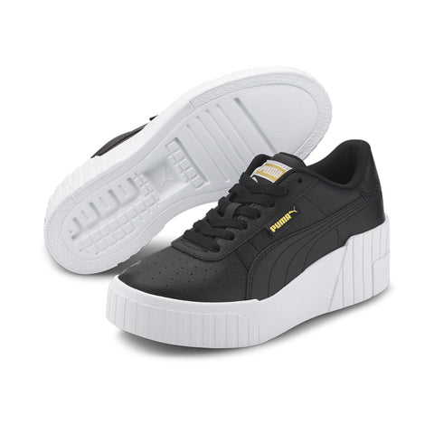 Puma Cali Wedge 37343802 Womens Black Leather Lifestyle Sneakers Shoes
