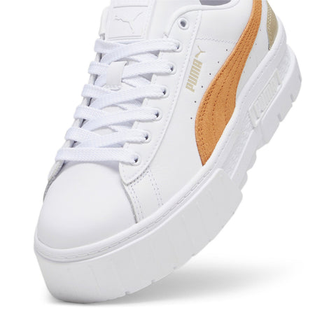 Puma Mayze Leather 38198337 Womens White Leather Lifestyle Sneakers Shoes