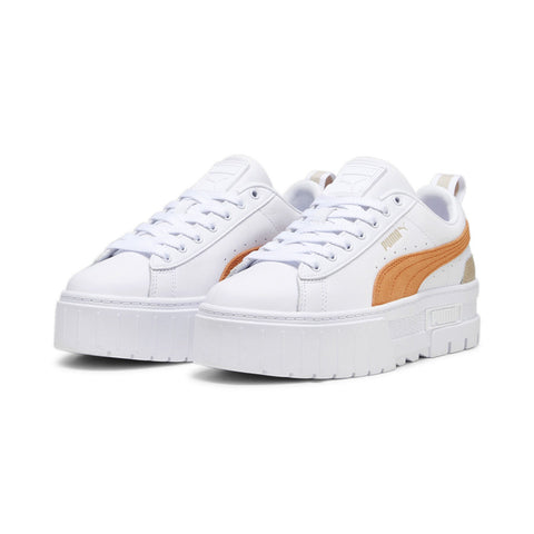 Puma Mayze Leather 38198337 Womens White Leather Lifestyle Sneakers Shoes