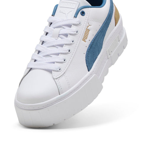 Puma Mayze Leather 38198349 Womens White Leather Lifestyle Sneakers Shoes
