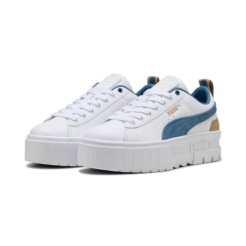 Puma Mayze Leather 38198349 Womens White Leather Lifestyle Sneakers Shoes