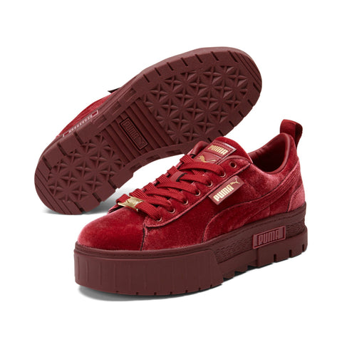 Puma Mayze Velvet 38422301 Womens Red Canvas Lifestyle Sneakers Shoes