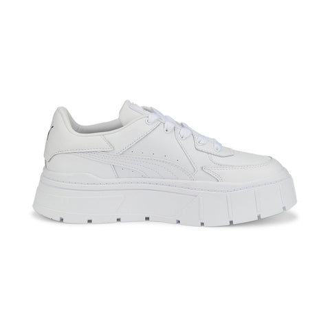 Puma Mayze Stack NU Leather 38844401 Womens White Lifestyle Sneakers Shoes