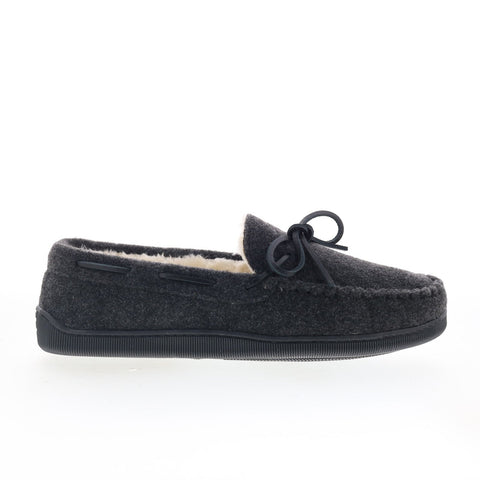 Minnetonka Pile Lined Hardsole 3915-CHR Mens Gray Loafer Slippers Shoes