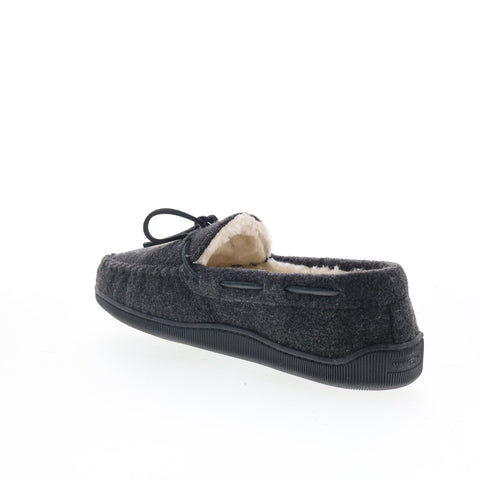 Minnetonka Pile Lined Hardsole 3915-CHR Mens Gray Loafer Slippers Shoes