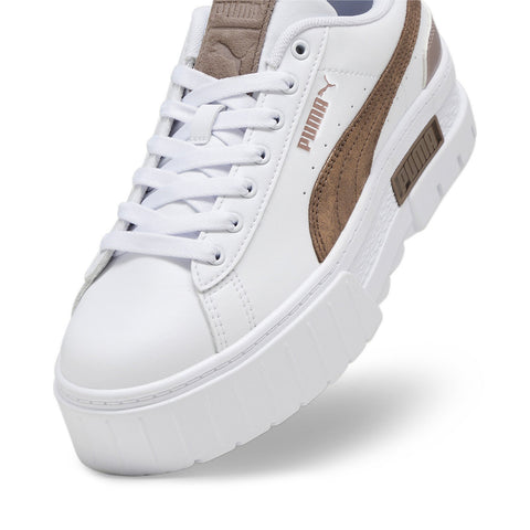 Puma Mayze Glam 39306802 Womens White Leather Lifestyle Sneakers Shoes