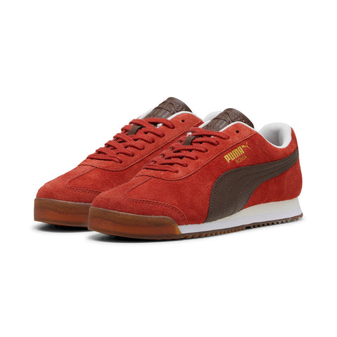 Puma Roma Suede 39863504 Mens Red Suede Lace Up Lifestyle Sneakers Shoes