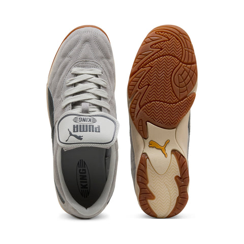 Puma King Indoor Suede 40428001 Mens Gray Suede Lifestyle Sneakers Shoes