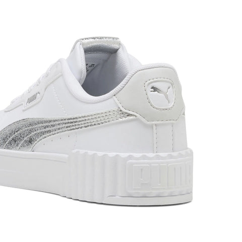 Puma Carina 3.0 Metallic Whisper Womens White Lifestyle Sneakers Shoes