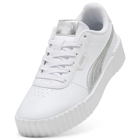 Puma Carina 3.0 Metallic Whisper Womens White Lifestyle Sneakers Shoes