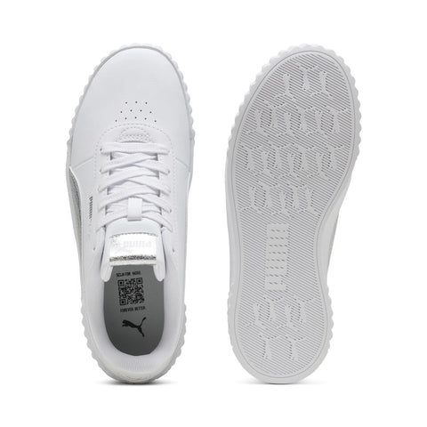 Puma Carina 3.0 Metallic Whisper Womens White Lifestyle Sneakers Shoes