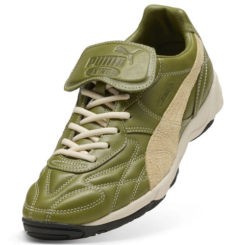 Puma King Indoor Mix 40534301 Mens Green Leather Lifestyle Sneakers Shoes