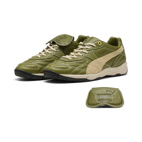 Puma King Indoor Mix 40534301 Mens Green Leather Lifestyle Sneakers Shoes