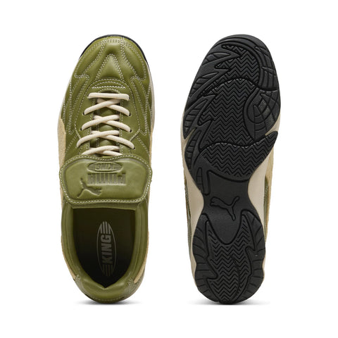 Puma King Indoor Mix 40534301 Mens Green Leather Lifestyle Sneakers Shoes