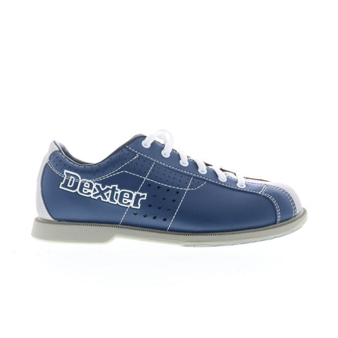 Dexter 422-08 Mens Blue Leather Lace Up Athletic Bowling Shoes