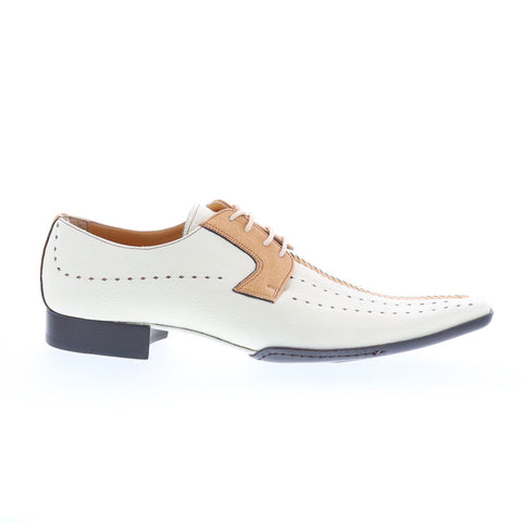 Debut Ostrica 458 Mens White Leather Lace Up Oxfords & Lace Ups Casual Shoes