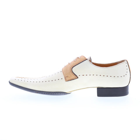 Debut Ostrica 458 Mens White Leather Lace Up Oxfords & Lace Ups Casual Shoes