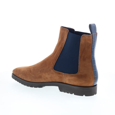 Zelli Italia Gianna Calfskin Crocodile 46-210-CGN Mens Brown Chelsea Boots