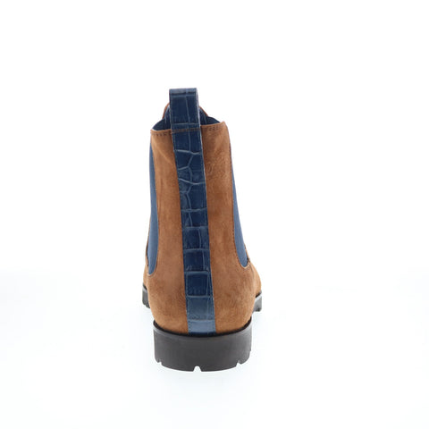 Zelli Italia Gianna Calfskin Crocodile 46-210-CGN Mens Brown Chelsea Boots