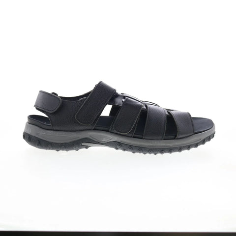 Drew Mason 47726-18 Mens Black Wide Leather Strap Sport Sandals Shoes