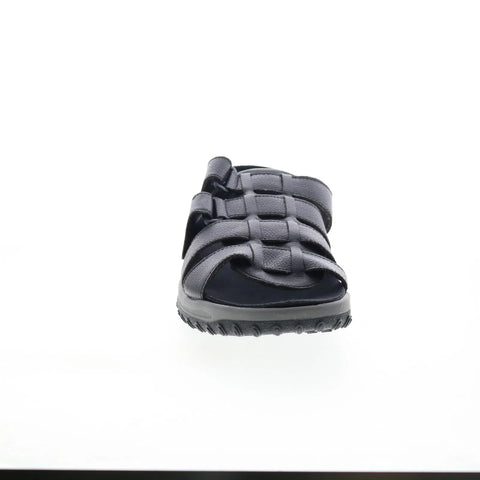 Drew Mason 47726-18 Mens Black Wide Leather Strap Sport Sandals Shoes
