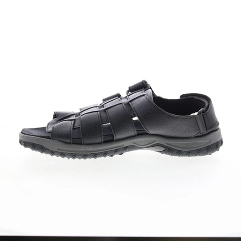 Drew Mason 47726-18 Mens Black Wide Leather Strap Sport Sandals Shoes