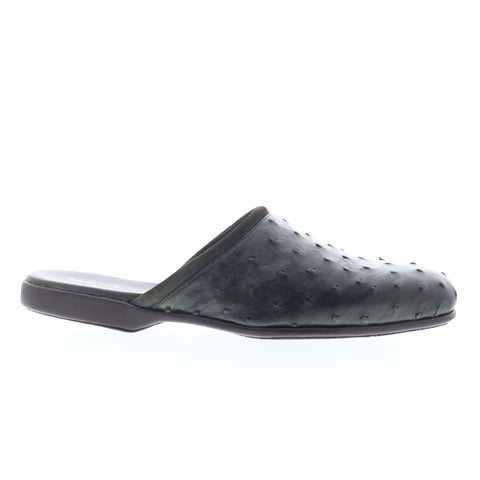 Mezlan Ostrich Mule Slippers 4832 Mens Green Leather Mules Slippers Shoes