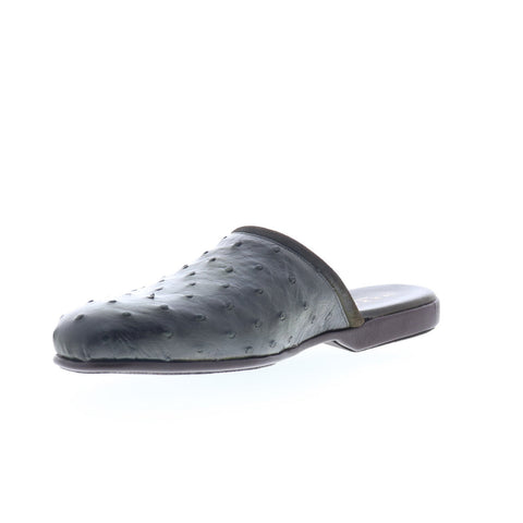 Mezlan Ostrich Mule Slippers 4832 Mens Green Leather Mules Slippers Shoes