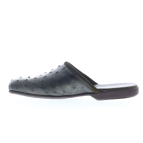Mezlan Ostrich Mule Slippers 4832 Mens Green Leather Mules Slippers Shoes