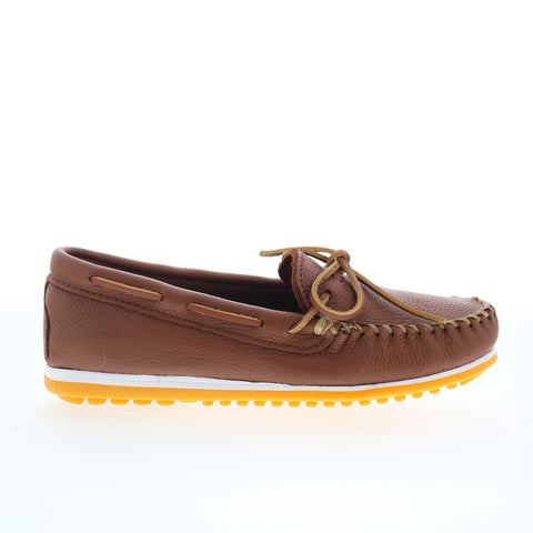 Minnetonka Moosehide Plus Mens Brown Leather Loafers & Slip Ons Moccasin Shoes