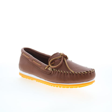 Minnetonka Moosehide Plus Mens Brown Leather Loafers & Slip Ons Moccasin Shoes