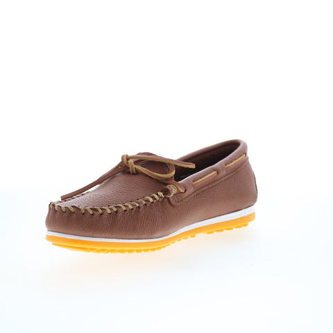 Minnetonka Moosehide Plus Mens Brown Leather Loafers & Slip Ons Moccasin Shoes