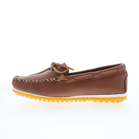 Minnetonka Moosehide Plus Mens Brown Leather Loafers & Slip Ons Moccasin Shoes