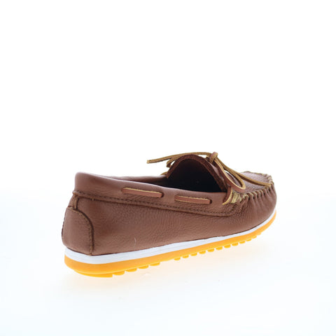 Minnetonka Moosehide Plus Mens Brown Leather Loafers & Slip Ons Moccasin Shoes