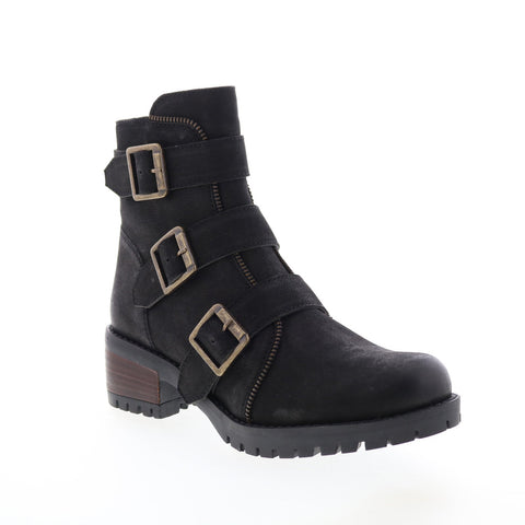 Diba True Roll Around 49750 Womens Black Leather Zipper Ankle & Booties Boots
